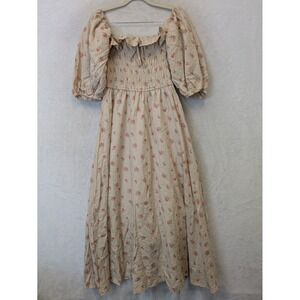 R.Vivimos Womens Floral Smocked Castlecore Maxi Dress M